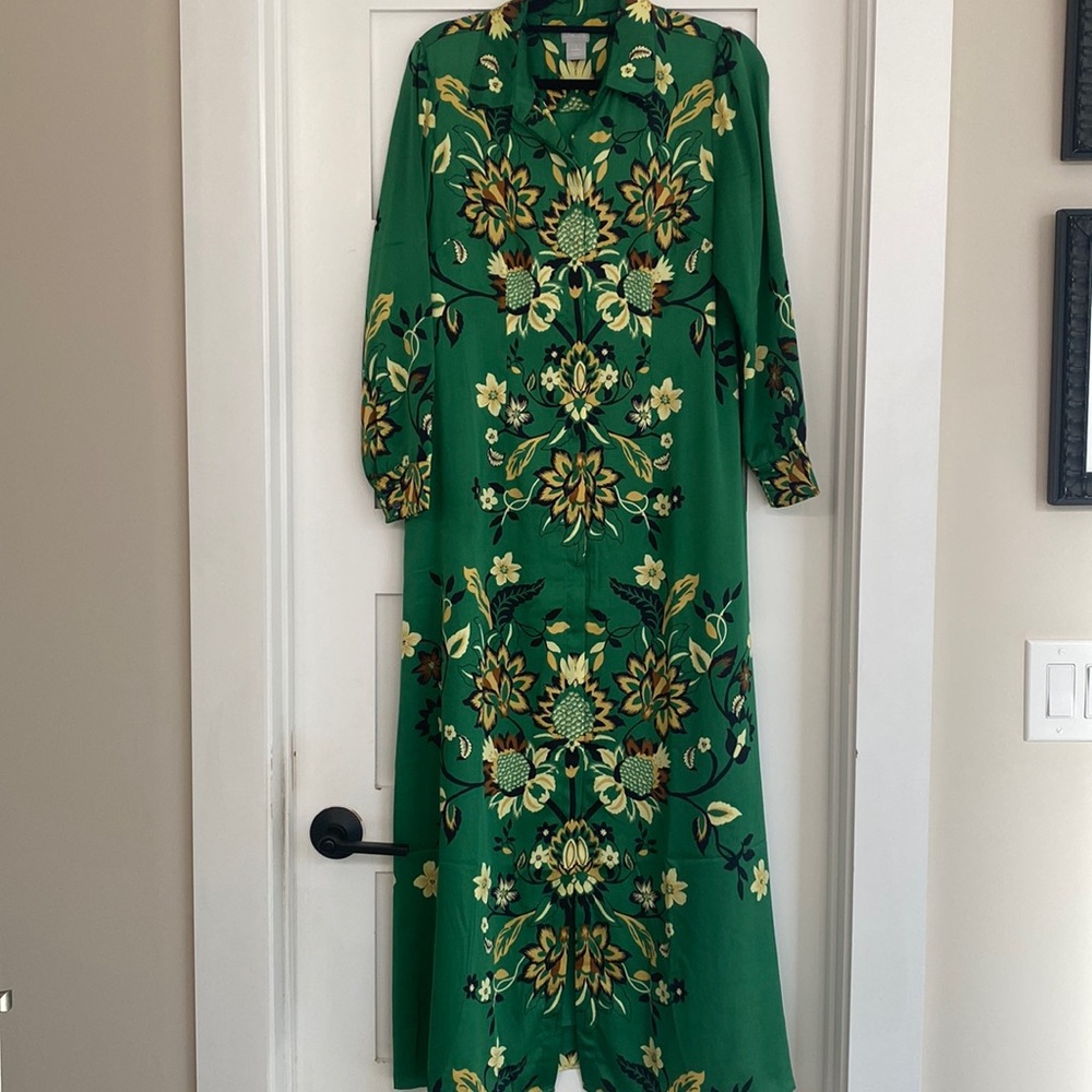 EUC green floral chicos dress